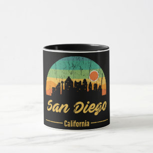 Vintage 80s San Diego City Skyline Retro Sunset Mug