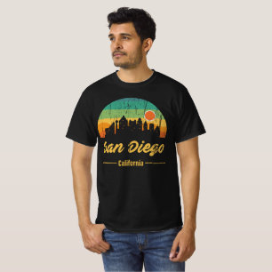 Vintage 80s San Diego City Skyline Retro Sunset T-Shirt