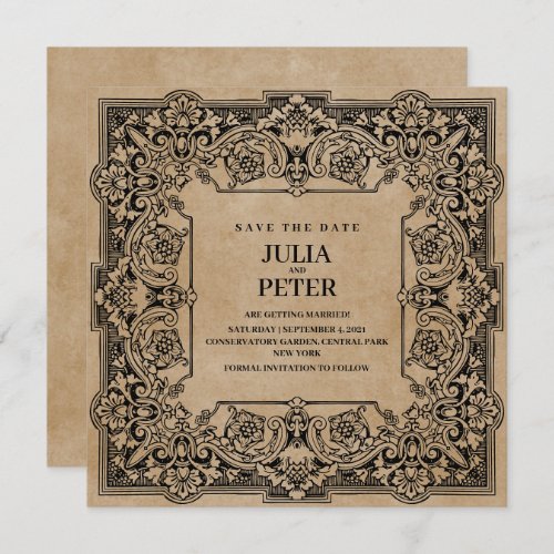 Vintage 80s Style Brown Paper Save The Date Invitation