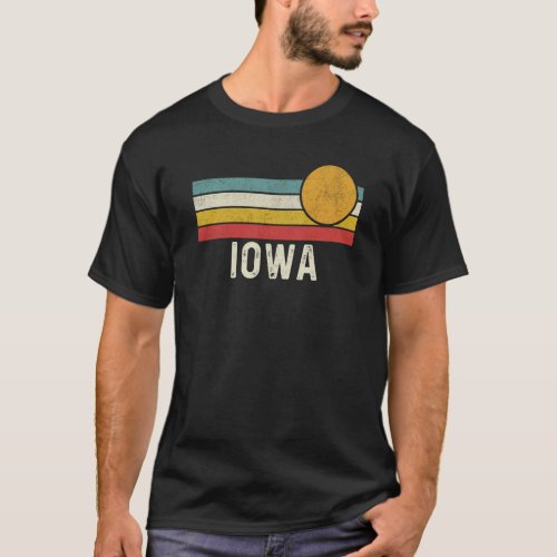 Vintage 80s Sunset Summer Retro Style Iowa USA T_Shirt