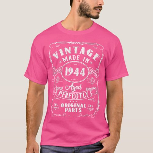 Vintage 80th Birthday Decorations Men Funny 1944 8 T_Shirt
