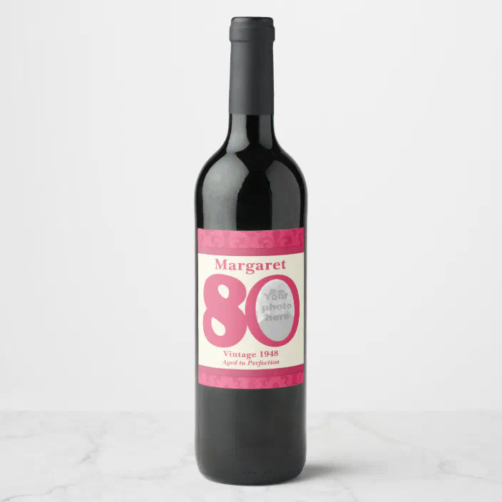Sticker Wine or Spirit Pink Sparkle on Black Birthday Bottle Label