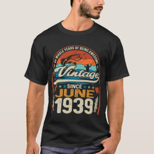 Vintage 84th Birthday June 1939 84 Year Old Fishi T-Shirt