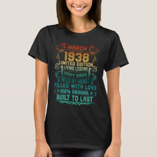 Vintage 85 Years Old March 1938 85th Birthday T-Shirt
