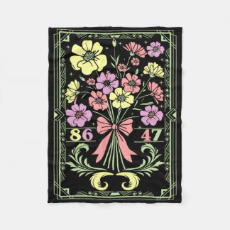 Vintage 86 47 Anti-trump Flower President Fleece Blanket
