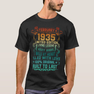 Vintage 88 Years Old February 1935 88th Birthday T-Shirt
