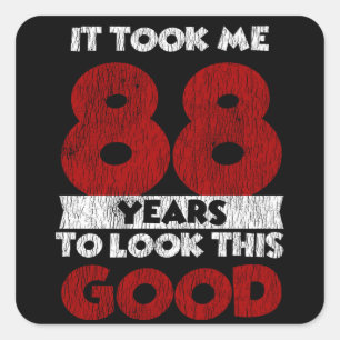 Vintage 88 Years Old Funny 88th Birthday Gift Square Sticker