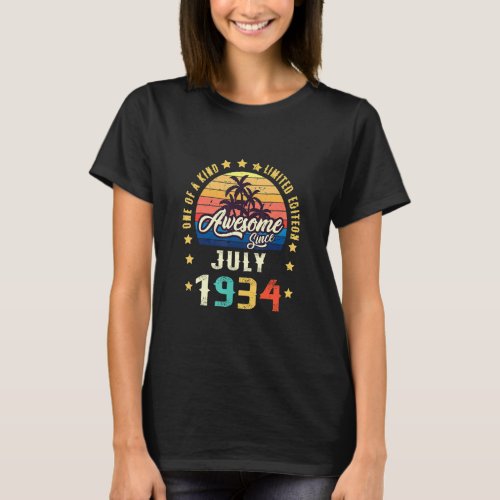 Vintage 88th Birthday Awesome Since July 1934 Epic T_Shirt