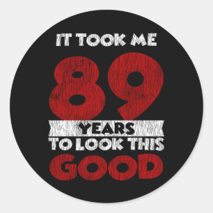 Vintage 89 Years Old Funny 89th Birthday Gift Classic Round Sticker