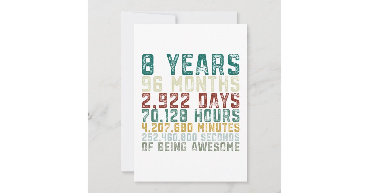 Vintage 8 Years Old 8th Birthday Boy Girl Holiday Card
