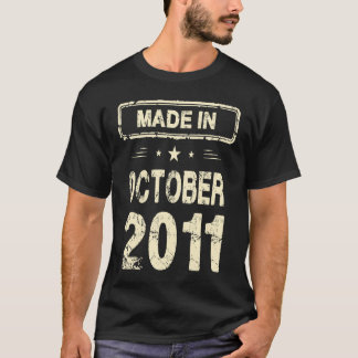 Vintage 8th Birthday Funny Made In October 2011 T-Shirt