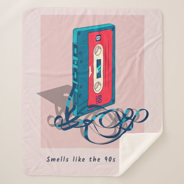 Vintage ’90s Cassette Tape Sherpa Blanket (Front)
