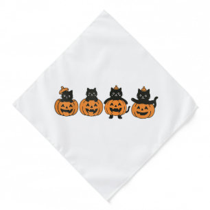 Vintage 90s Cat Halloween Pumpkin Black Cat Bandana