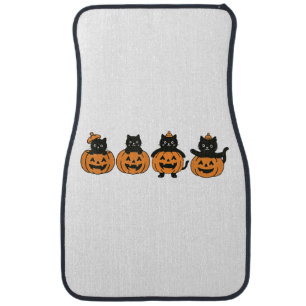 Vintage 90s Cat Halloween Pumpkin Black Cat Car Floor Mat