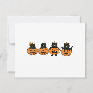 Vintage 90s Cat Halloween Pumpkin Black Cat Thank You Card