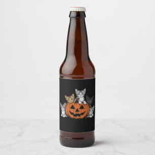 Vintage 90s Cat Halloween Retro Spooky Season  Beer Bottle Label