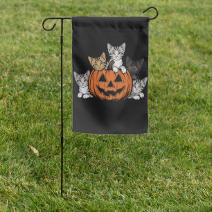 Vintage 90s Cat Halloween Retro Spooky Season Garden Flag