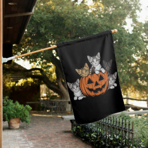 Vintage 90s Cat Halloween Retro Spooky Season House Flag