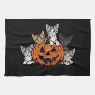 Vintage 90s Cat Halloween Retro Spooky Season  Kitchen Towel