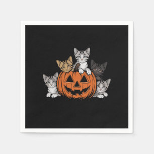 Vintage 90s Cat Halloween Retro Spooky Season Napkins