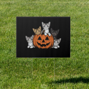 Vintage 90s Cat Halloween Retro Spooky Season Sign