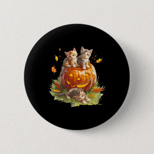 Vintage 90s Cat Pumpkin Halloween For Men Women Bo Button