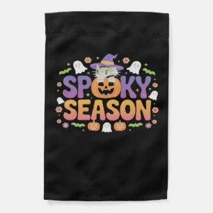 Vintage 90s Cat Pumpkin Halloween Retro Floral Spo Garden Flag