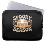 Vintage 90s Cat Pumpkin Halloween Retro Floral Spo Laptop Sleeve