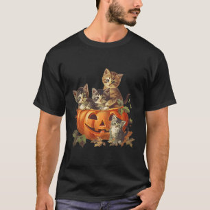 Vintage 90s Cat Retro Pumpkin Kittens Halloween Ca T-Shirt