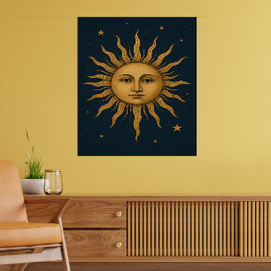 Vintage 90s Celestial Sun  Poster