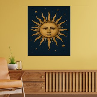 Vintage 90s Celestial Sun Poster