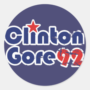 Vintage 90s Clinton Gore 1992 Classic Round Sticker