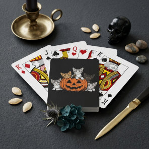 Vintage 90s Halloween Cats Jack O Lantern Retro  Poker Cards