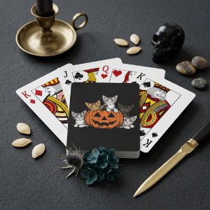 Vintage 90s Halloween Cats Jack O Lantern Retro Poker Cards
