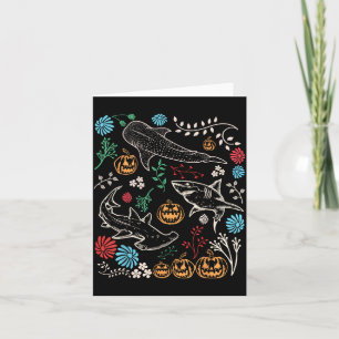 Vintage 90s Halloween Shark Pumpkin Ocean Marine B Card