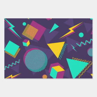 Vintage 90s Memphis-Style Pattern Wrapping Paper Sheets