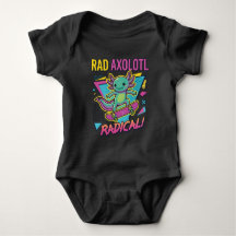 Vintage 90s style Axolotl Skateboard Rad neon
