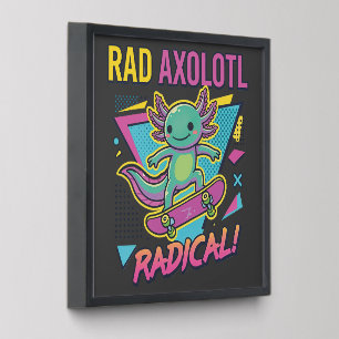 Vintage 90s style Axolotl Skateboard Rad neon Peel And Stick Photo Tile