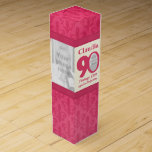 Vintage 90th Birthday name & photos custom box<br><div class="desc">Pink and cream ribbon and fleur-de-lis patterned girlie birthday gift box for wine, spirits or drinks. Reads Claudia 90 Vintage 1923 aged to perfection, customize with your own birthday girls name vintage birth year and three photos of your choice, one in the 0 of 90 and the other two on...</div>