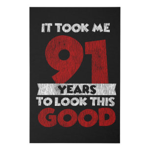 Vintage 91 Years Old Funny 91st Birthday Gift Faux Canvas Print