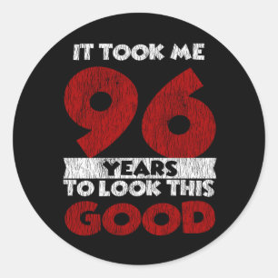 Vintage 96 Years Old Funny 96th Birthday Gift Classic Round Sticker