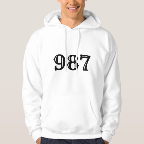 Vintage 987 Number Graphic Tee Hoodie