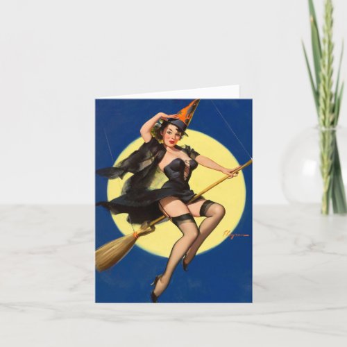 Vintage A Bewitching Witch Note Card
