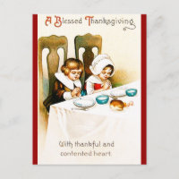 Vintage A Blessed Thanksgiving Holiday Postcard