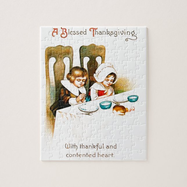Vintage A Blessed Thanksgiving Jigsaw Puzzle (Vertical)