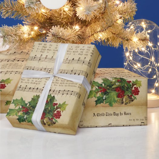 Vintage A Child This Day Is Born Christmas Carol 