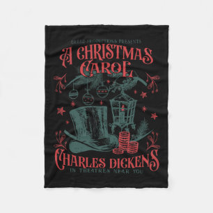 Vintage A Christmas Carol Xmas Light Academia Lite Fleece Blanket