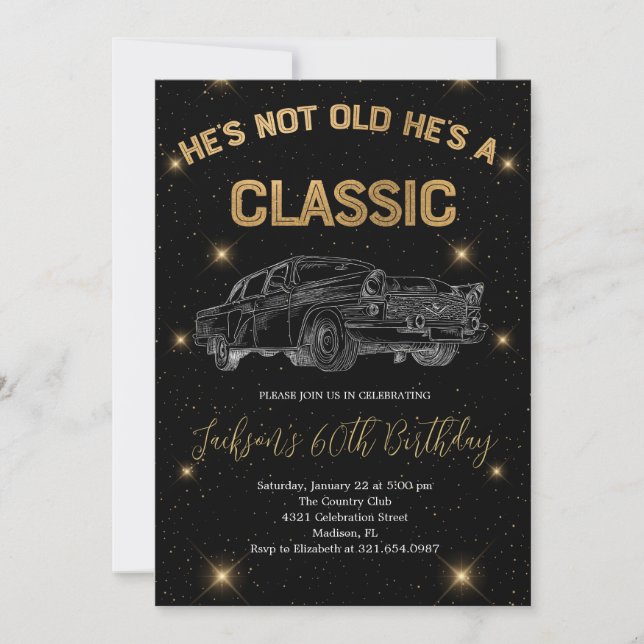 Vintage a Classic Car Birthday Celebrating Party Invitation (Front)