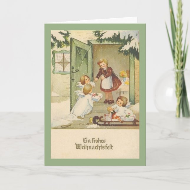 Vintage A Happy Christmas Celebration German Chris Card (Front)