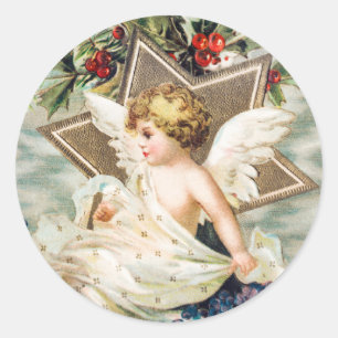 Vintage A Joyous Christmastide (1908) Painting Classic Round Sticker
